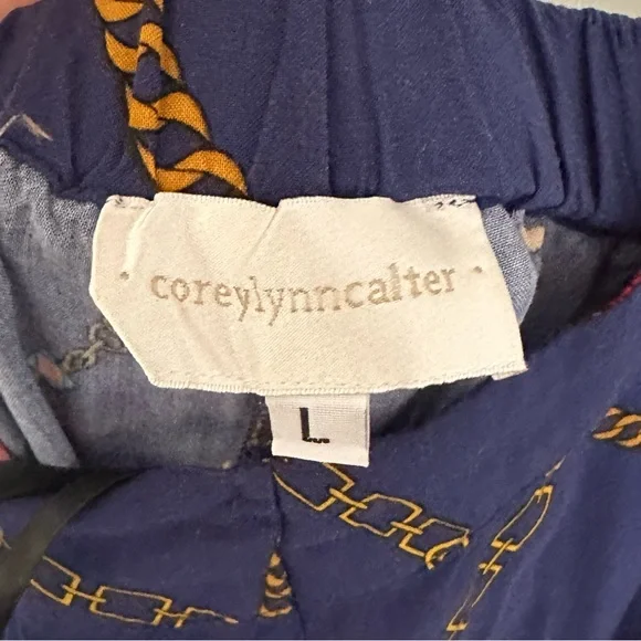 Anthropologie Corey Lynn Calter Blue Printed Wide Leg Jumpsuit Size Large - Picture 9 of 10